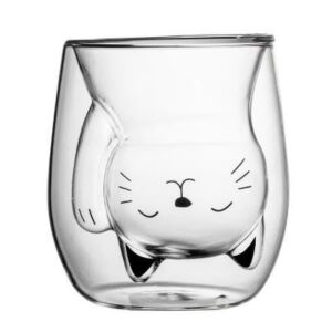 Pahar, cu Pereti Dubli, Black Cat, din sticla, transparent, 280 ml - perfect pentru o portie de bautura preferata