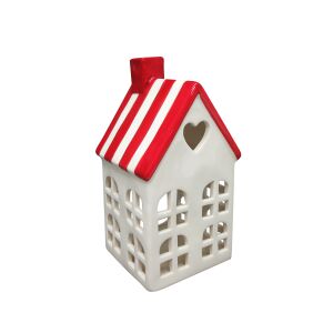 HYTTE Kerámia lámpás, fehér-bíbor csíkos tető