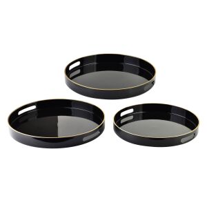 BLANCHE BLACK 3 darabos kerek tálca szett - modern otthoni dekoráció 134105148 - Mondex