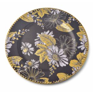 BLANCHE 33 cm fekete dekoratív tányéralátét - elegáns megoldás