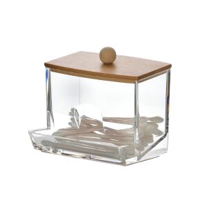 BEA Akril Wacik Tartó Bambusz Fedelemmel - 8,5x5,5x8,5 cm 134105405 - Kozmetikai rendszerező