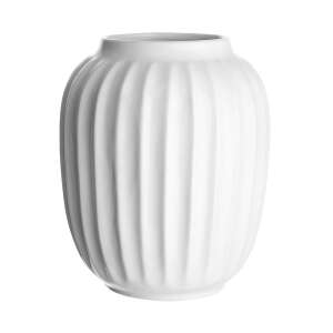 LIV kerámia váza, fehér, 20 cm, bordázott mintával - Lakberendezés