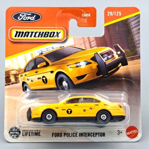 Matchbox Ford Police Interceptor sárga fém autómodell, gyűjthető modellautó - Matchbox