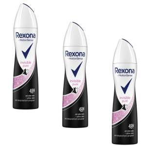 Rexona MotionSense Invisible Pure deodorant spray, 3 pack, 48 hour protection, anti-white marks and yellow stains, apple and pear scent - Dezodor