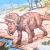 Közelkép egy dinoszaurusz puzzle darabról a Fa puzzle-ből, egy Triceratops-ot ábrázolva.