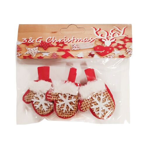 Karácsonyi piros csipesz 3 db, kesztyű 134149141