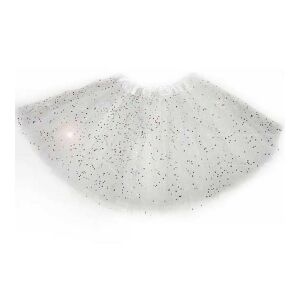 Tüll szoknya Tütü fehér színes glitterrel ~30 cm
