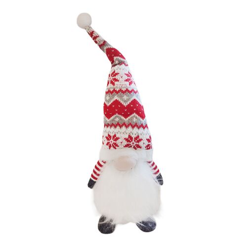 Karácsonyi skandináv manó nagyszakállú, kötött sapkás 50 cm- Piros 134149914