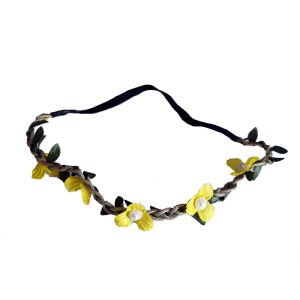 Virágos hajdísz - Sárga apróvirágos gumis hajpánt 134150357 - Fejpánt, fejkendő
