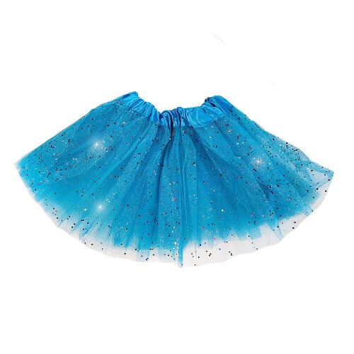 Tüll szoknya Tütü világoskék, színes glitterrel ~30 cm 134150392