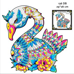 Fából készült hattyú puzzle, 3D, 136db 29x28 cm felnőtteknek és gyerekeknek 134150538 - Puzzle & Kirakó