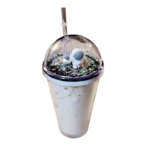 Dupla falú Űrhajós flitteres szívószálas pohár- Fehér 134150661 - Pohár