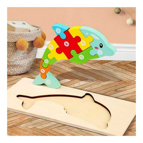 Montessori Delfin 3D fa puzzle kisgyermekeknek - Puzzle