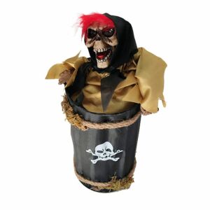 Halloween-i dekor, dobozból előbújó csontváz ijesztő hangokkal