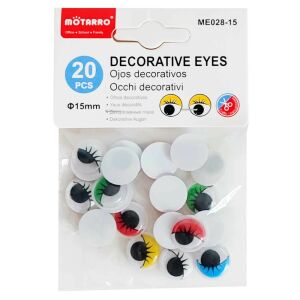 Mozgó szem kör alakú színes Szempillás 15mm-es 20db/csomag