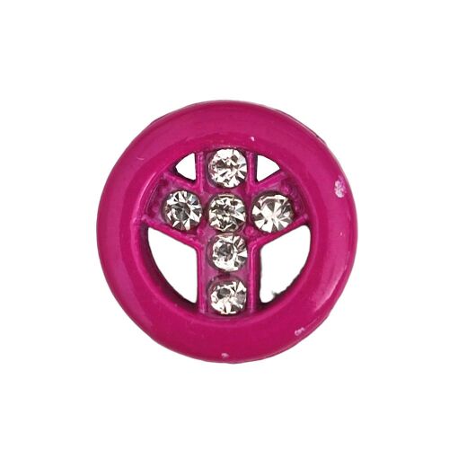 Béke szimbólum, ezüst strasszkövekkel Charm, névre szóló karkötőhöz- Sötét rózsaszín 134151651