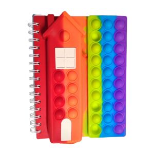 Pop it tolltartó házikó és A5-ös napló, spirálos jegyzetfüzet-piros