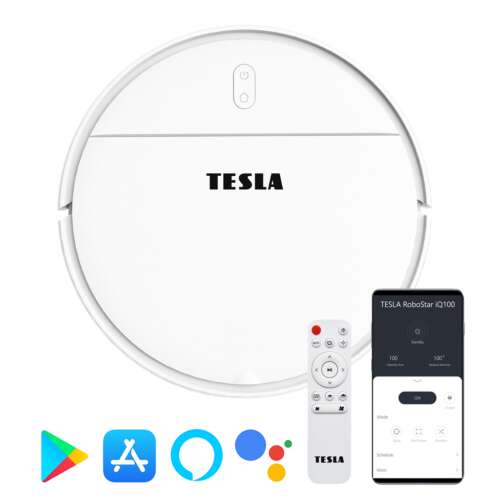 TESLA RoboStar iQ100 Intelligens robotporszívó, nedves- száraz, applikációval, Fehér