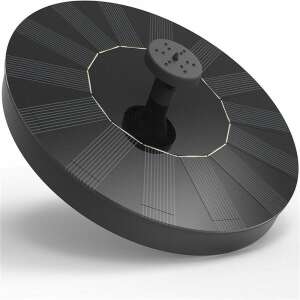 Solar powered fountain, black, round, 3/4 view - Sumker