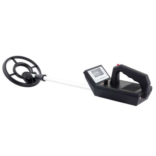Esperanza TREASURE HUNTER metal detector, black, with adjustable length, showing the control panel and search coil