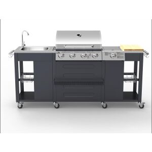 VICENZA komplett kerti konyha gázgrillel és mosogatóval fehér háttérrel - Cattara