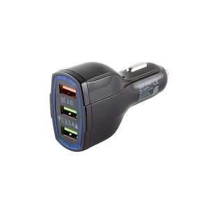 Autós Háromportos USB Gyorsöltő - QC 3.0 - 12-24V