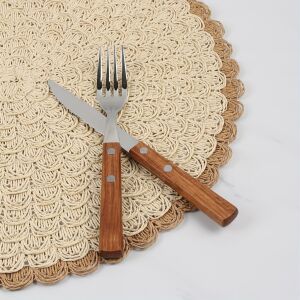 Set de 4 Suporturi Rotunde din Pânză Împletită Boho Chic 134222729 - Servete si naproane