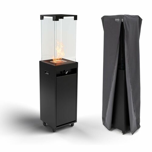 Plynový ohrievač na terasu Planika Faro s krytom, čierny
