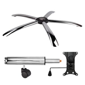 Zestaw metalowych płyt balansowych 20 cm x 15 cm, podstawa 60 cm, wałek uniwersalny Ø11 mm i cylinder tłokowy, gazowy, do krzeseł biurowych, srebrny, 35 cm 135876158 - Akcesoria do krzeseł biurowych