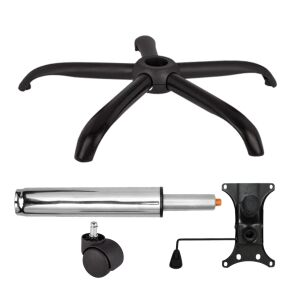 Zestaw metalowych płyt balansowych 20 cm x 15 cm, rolki uniwersalne s, Ø11 mm, podstawa 64 cm i cylinder tłokowy, gazowy, do krzeseł biurowych, srebrny, 35 cm 135876495 - Akcesoria do krzeseł biurowych