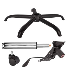 Zestaw metalowych płyt balansowych 22 cm x 15 cm, podstawa 64 cm, rolka uniwersalna Ø11 mm i cylinder tłokowy, gazowy, do krzeseł biurowych, srebrny, 35 cm 135875398 - Akcesoria do krzeseł biurowych