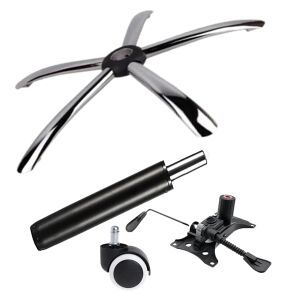 Zestaw metalowych płyt balansowych 25 x 15 cm, podstawa 60 cm, uniwersalna rolka gumowa i cylinder tłokowy, gazowy, do krzeseł biurowych, czarny, 35 cm 140803943 - Akcesoria do krzeseł biurowych