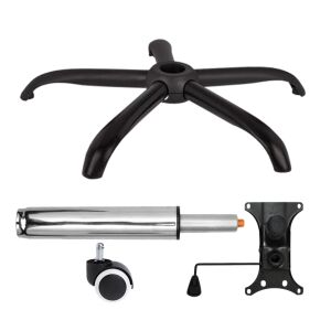 Zestaw metalowych talerzy balansowych 20 cm x 15 cm, wałek gumowy uniwersalny mm, podstawa 64 cm i cylinder tłokowy, gazowy, do krzeseł biurowych, srebrny, 35 cm 135878366 - Akcesoria do krzeseł biurowych