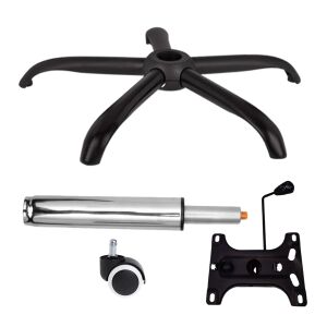 Zestaw metalowych płyt balansowych 26 x 15 cm, podstawa 64 cm, uniwersalna rolka gumowa i cylinder tłokowy, gazowy, do krzeseł biurowych, srebrny, 35 cm 135876597 - Akcesoria do krzeseł biurowych