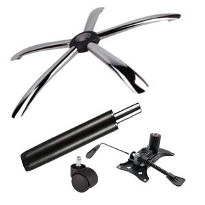 Zestaw metalowych płyt balansowych 25 x 15 cm, podstawa 60 cm, wałek uniwersalny Ø11 i cylinder tłokowy, gazowy, do krzeseł biurowych, czarny, 35 cm 140682345 - Akcesoria do krzeseł biurowych