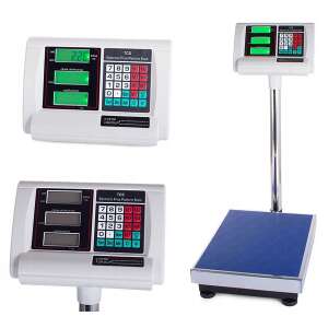 Elektronikus platform mérleg electronic price platform scale with 8 memory modes, large LCD display, backlight, tare, zero, price summing, counting, memory recall, ECO function, 1 kg - 100 kg capacity, 20 g accuracy, 230V AC or 4V 4Ah battery power - Tool