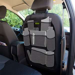 Black car seat back organizer with multiple pockets and drink holders - Car Organizer