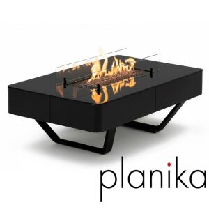 RIO Table by Planika Gaskamin / Terrassenheizer, freistehend, Dekosteine, Hartglas, 1x 4 Meter Gummi-Gasanschluss, 1x Druckregler - eingebaut, Bedienungsanleitung und Montageset inklusive, 2 Beine, Couchtisch 134190842
