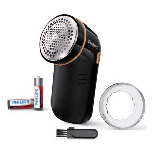 Golarka do tkanin Philips GC026/80 z akcesoriami: szczoteczka do czyszczenia, nasadka do regulacji wysokości i baterie AA - Narzędzie do czyszczenia wycieraczek
