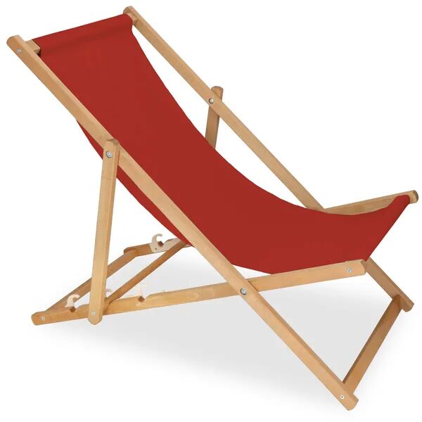 Összecsukható bükkfa napozóágy bordó szövettel, 3 pozíció, 120 kg