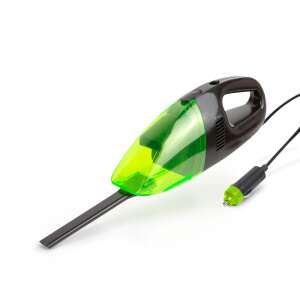 Black and green car vacuum cleaner with long crevice tool and cigarette lighter adapter - MNC