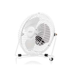Delight USB Mini Fan, white, metal blades, safety metal grid