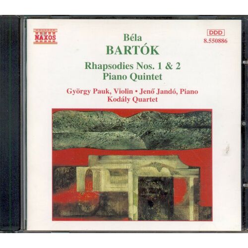 NAXOS Béla Bartók Rapszódiák 1. és 2. szám, Zongoraötös CD György Pauk, Jenő Jandó és Kodály Quartet közreműködésével - Naxos