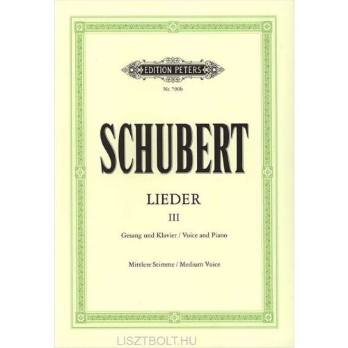 Schubert Lieder III kottazene középhangra és zongorára, Edition Peters kiadás - DVD film