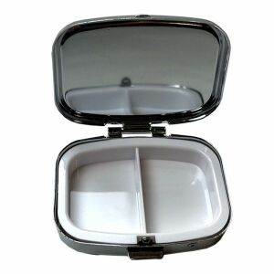 Nyitott Klimt gyógyszeres doboz két rekesszel, fém gyógyszertartó - Gyógyszeradagoló