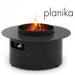 Planika DOT plinski stol s ognjištem s okruglom pločom, crni - Plinski kamin