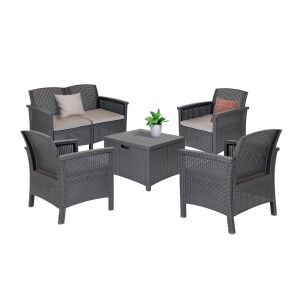 Zestaw 5-miejscowych mebli ogrodowych Venus II Big grafitowy 134476618 - Zestaw ogrodowy