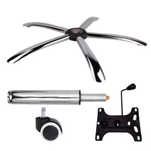 Zestaw metalowych płyt balansowych 26 x 15 cm, podstawa 60 cm, uniwersalna rolka gumowa i cylinder tłokowy, gazowy, do krzeseł biurowych, srebrny, 35 cm 135876845 - Akcesoria do krzeseł biurowych