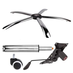 Zestaw metalowych talerzy balansowych 22 cm x 15 cm, podstawa 60 cm, uniwersalna rolka gumowa i cylinder tłokowy, gazowy, do krzeseł biurowych, srebrny, 35 cm 135876445 - Akcesoria do krzeseł biurowych