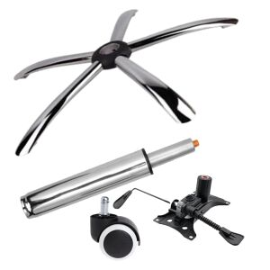 Zestaw metalowych płyt balansowych 25 x 15 cm, podstawa 60 cm, uniwersalna rolka gumowa i cylinder tłokowy, gazowy, do krzeseł biurowych, srebrny, 35 cm 140832704 - Akcesoria do krzeseł biurowych